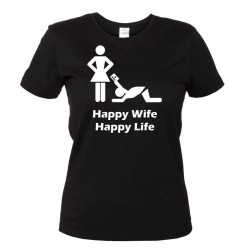 Happy Wife, happy life - Maglietta Donna divertente 