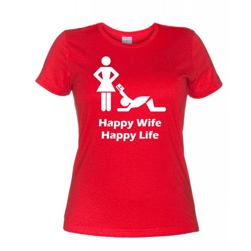 Happy Wife, happy life - Maglietta Donna divertente rossa