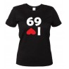 I Love 69 - Maglietta Donna Divertente Io Amo il 69 donna nera