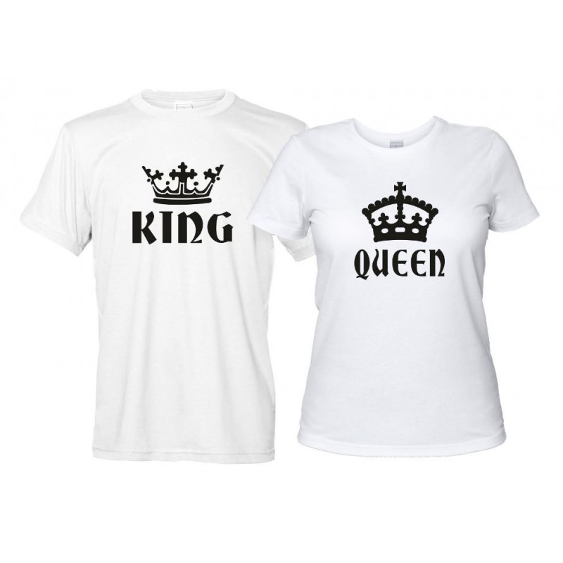 King e Queen - Coppia Magliette Re e Regina bianche