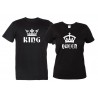 King e Queen - Coppia Magliette Re e Regina nere