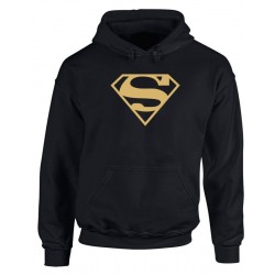Superman - Felpa Cappuccio Uomo Logo Oro 