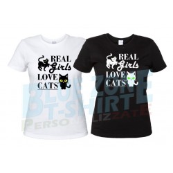 maglietta donna real girl love cats gatti
