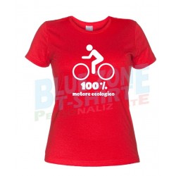 100% Motore Ecologico - T-Shirt Donna Bicicletta rossa
