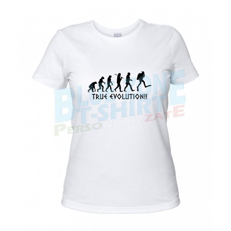 Sub Evolution - Maglietta Donna bianca Evoluzione Subacqueo