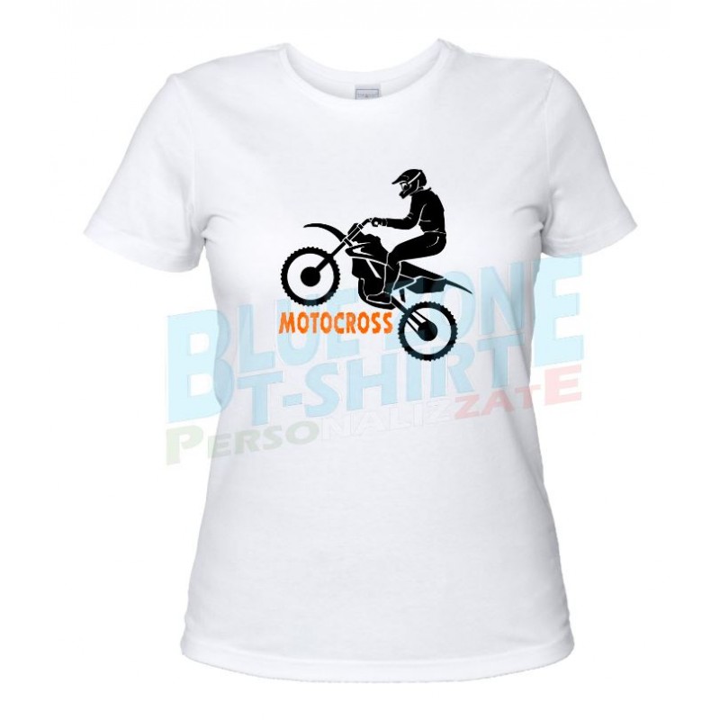 maglietta donna motocross bianca