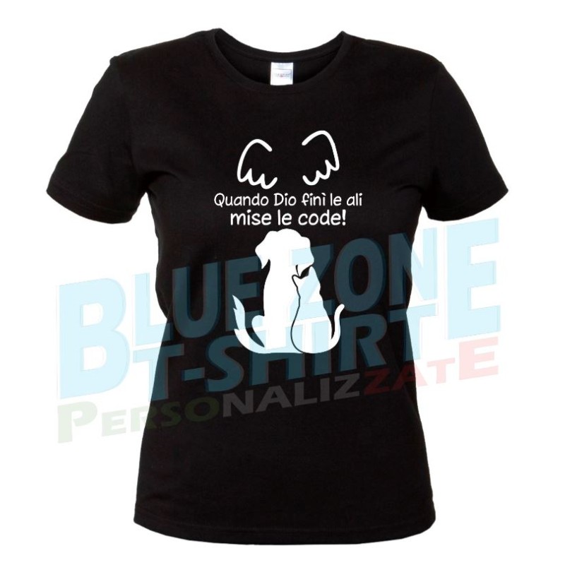 Quando Dio finì le Ali mise le Code maglietta donna nera