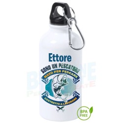Borraccia in alluminio 500ml per pescatori con nome personalizzato e moschettone