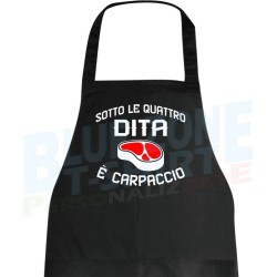 Grembiule nero Sotto le Quattro Dita è Carpaccio barbecue dettaglio