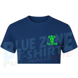 Maglietta Uomo OSS Personalizzata con Nome Operatore Socio Sanitario blu navy fronte dettaglio