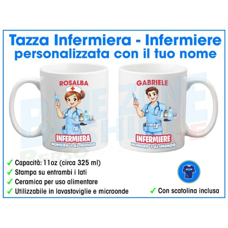Tazza Infermiere / Infermiera Numero 1 Personalizzata con Nome