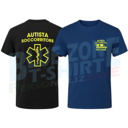 Maglietta Autista Soccorritore con stampa giallo neon personalizzata nome