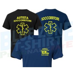 Maglietta Uomo Autista Soccorritore con stampa giallo neon personalizzata