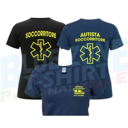 Maglietta Donna Autista Soccorritore con stampa giallo neon