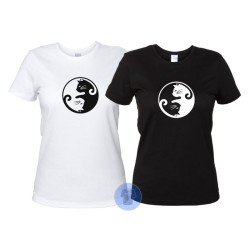 magliette donna yin yang gatto bianca e nera confronto colori