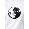 dettaglio stampa maglietta yin yang gatto cotone qualità