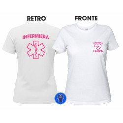 t-shirt infermiera donna bianca personalizzata con nome