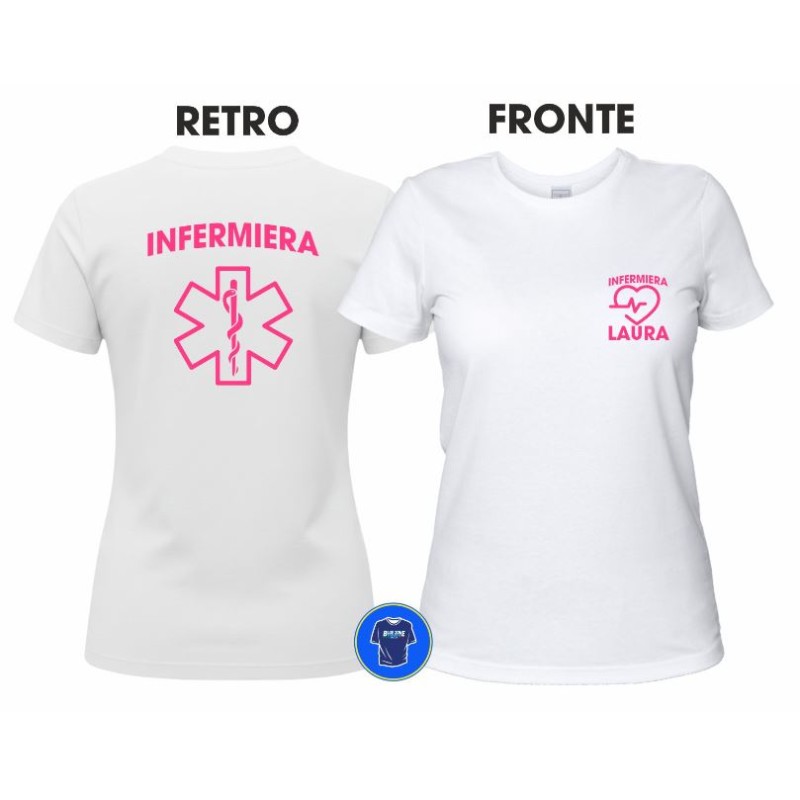 t-shirt infermiera donna bianca personalizzata con nome