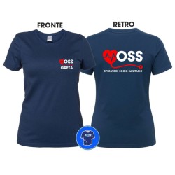 Maglietta Donna OSS personalizzata nome Operatore Socio Sanitario blu navy