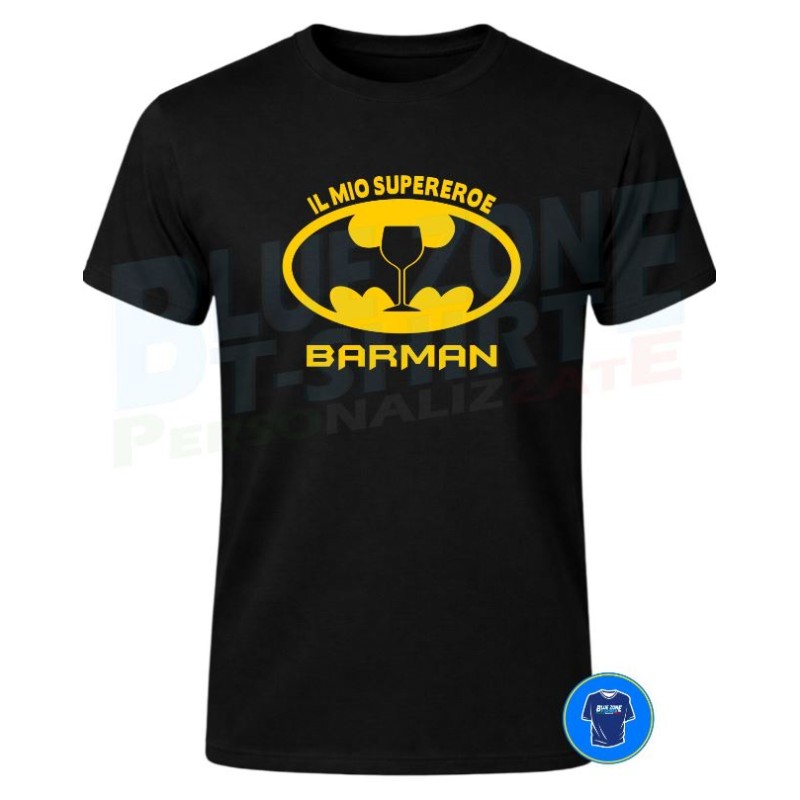 Barman Il Mio Supereroe Maglietta uomo divertente