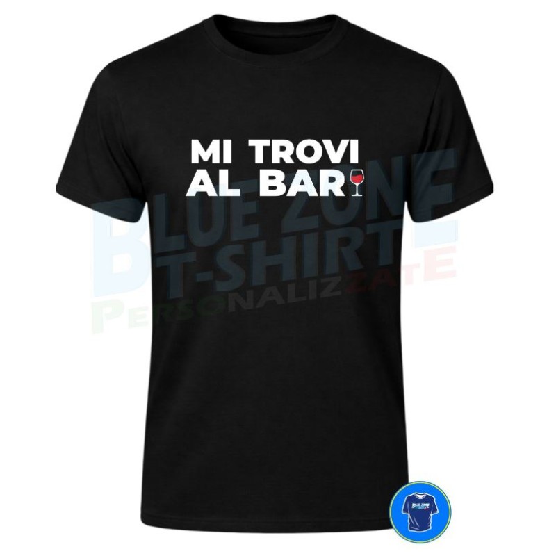 maglietta uomo nera mi trovi al bar t shirt divertente cotone