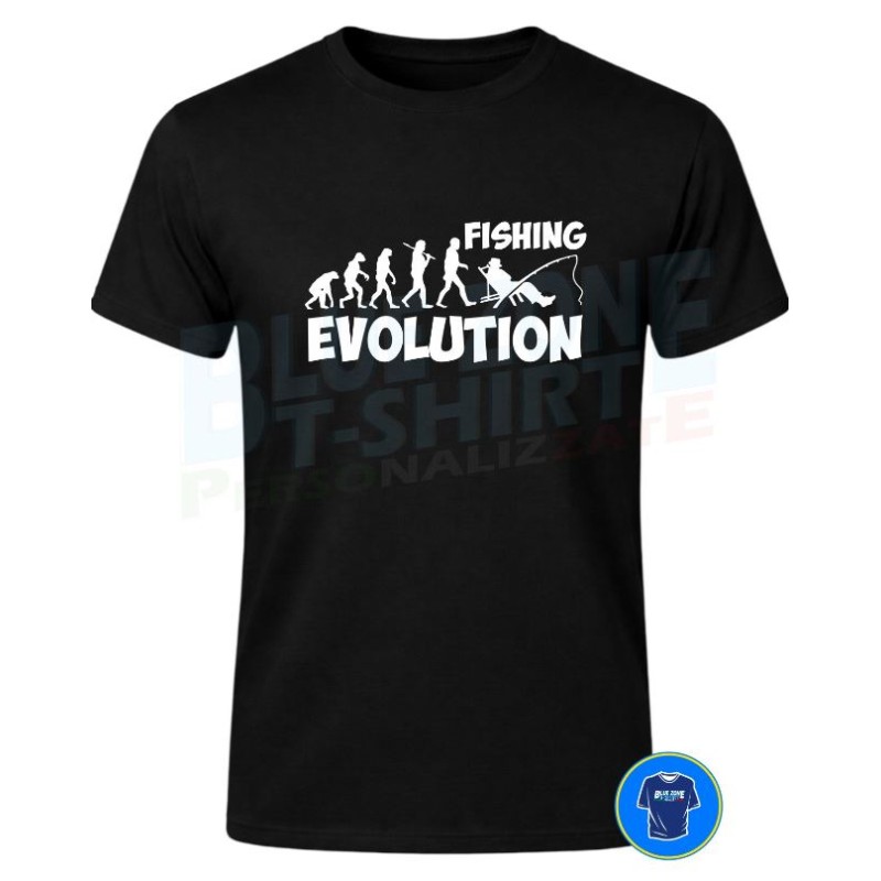 Fishing Evolution Maglietta Evoluzione Pescatore nera