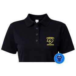 Polo infermiera personalizzata con nome nera dettaglio