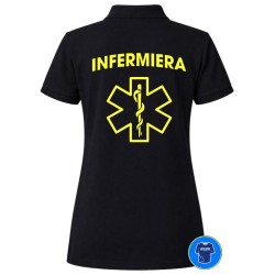 Polo infermiera personalizzata con nome nera retro
