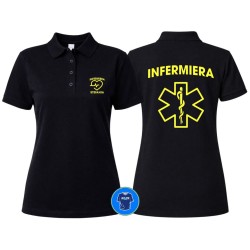 Polo infermiera personalizzata con nome nera
