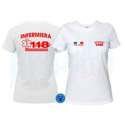 maglietta infermiere 118 bianca personalizzata donna