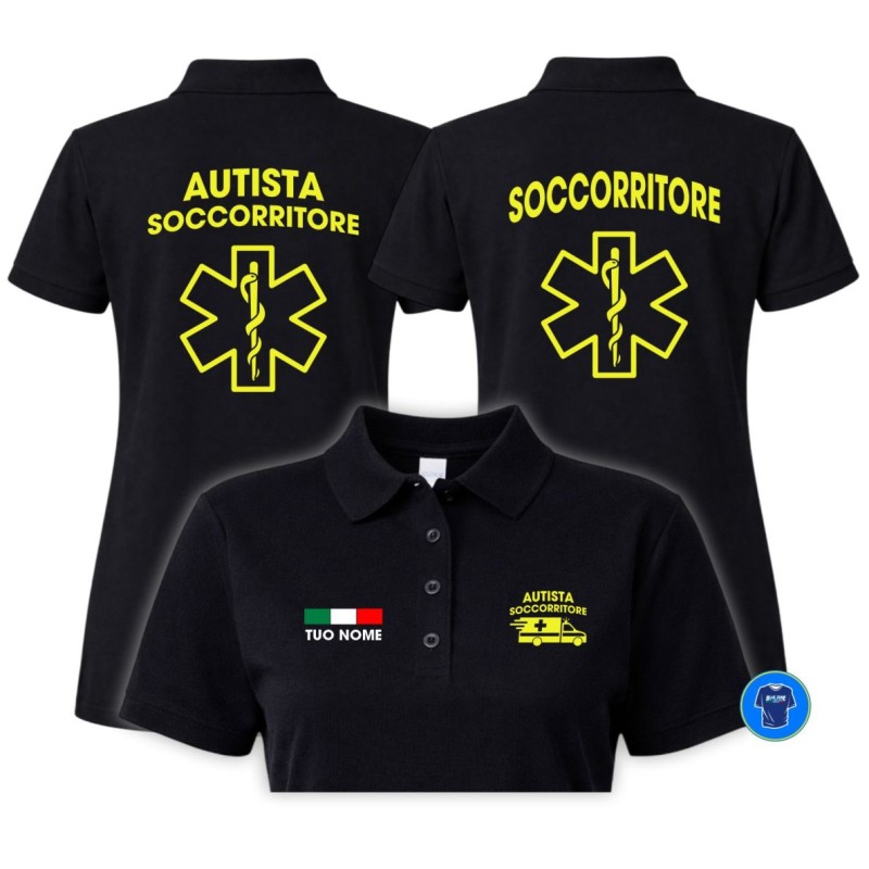 Polo Autista Soccorritore donna Personalizzata Nome