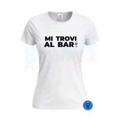 maglietta donna bianca mi trovi al bar t shirt divertente cotone leggero