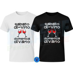 Sabato Di-Vino Domenica Divano Maglietta