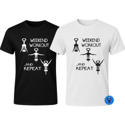 Weekend Workout Maglietta Divertente Vino