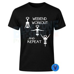 Weekend Workout Maglietta Divertente Vino nera