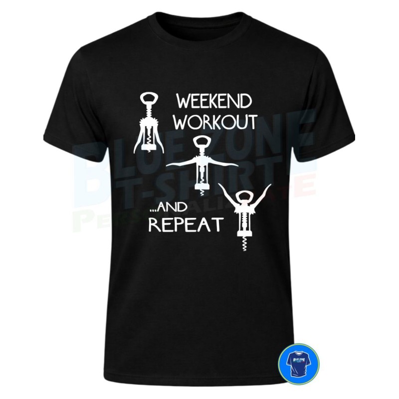 Weekend Workout Maglietta Divertente Vino nera