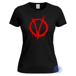 maglietta v per vendetta donna logo rosso