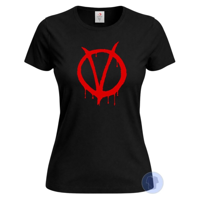 maglietta v per vendetta donna logo rosso