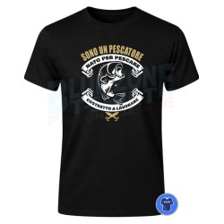 Maglietta uomo Nato per Pescare Costretto a Lavorare con stampa divertente pescatore nera