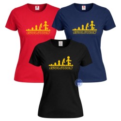 Maglietta donna Lego Evolution con stampa divertente disponibile in nero blu navy e rosso