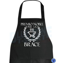 Premio Nobel per la Brace grembiule BBQ nero con pettorina e due tasche per barbecue dettaglio
