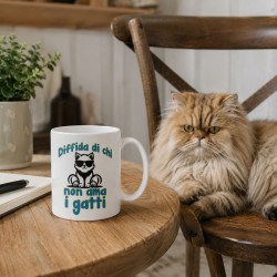 Tazza Diffida di chi non ama i Gatti con stampa fronte e retro
