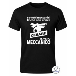 Maglietta meccanico personalizzata uomo nera con nome e scritta