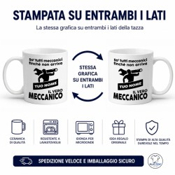 Tazza personalizzata meccanico con nome e scritta il vero meccanico stampa due lati