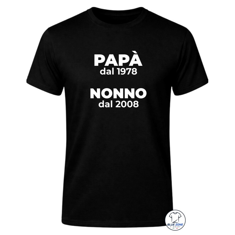 maglietta personalizzata papà dal anno nonno dal anno uomo nera