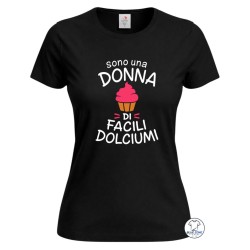 maglietta donna nera sono una donna di facili dolciumi