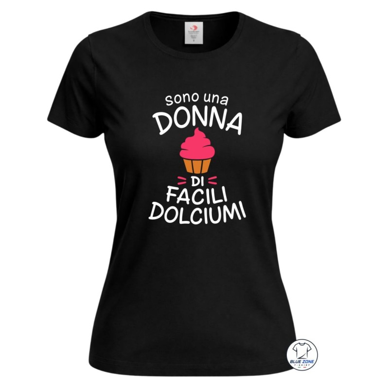 maglietta donna nera sono una donna di facili dolciumi