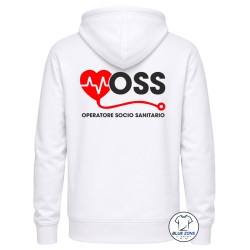 felpa OSS uomo con zip personalizzata con nome retro bianca