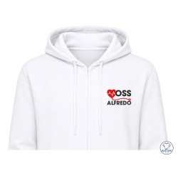 felpa OSS uomo con zip personalizzata con nome dettaglio