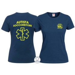 Autista Soccorritore Maglietta Donna blu navy personalizzata Nome